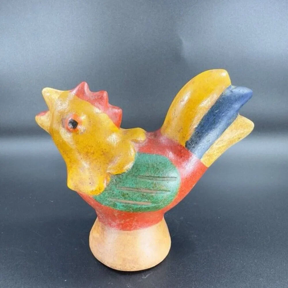 Vintage Folk Art Peru Pottery Bird Figurine Hand Painted Decor Figure‎ Peruvian